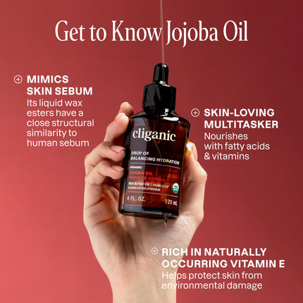 Aceite de jojoba orgánico, 100% puro prensado en frío para rostro y cabello, 4oz