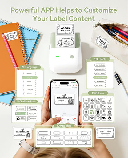 Pro Label Maker with 1 Roll Label, 300 DPI HD Bluetooth Thermal - photo 4