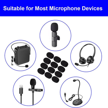 12 Pack Microphone Covers Foam, Noise Reduction Mic Cover, for Lapel and Headset Microphones Windscreen