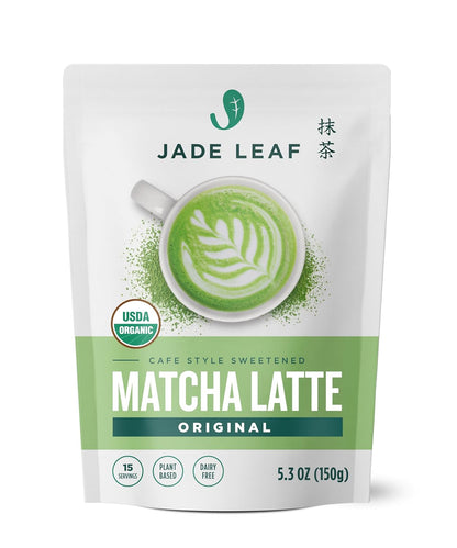 Organic Matcha Latte Mix, Lightly Sweet Japanese Matcha Powder with Organic Cane Sugar, 5.3 oz