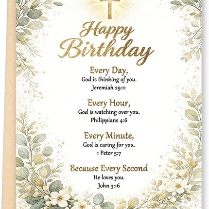 DaySpring Religious Birthday Card with Bible Verse, Christian Birthday Card for Women Men, Faith Based Birthday Card