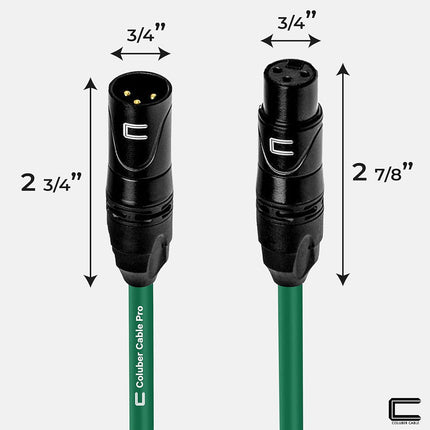 Balanced XLR Cable Male to Female - 3 Feet Green - Pro 3-Pin Microphone Connector for Powered Speakers, Audio Interface or Mixer for Live Performance & Recording