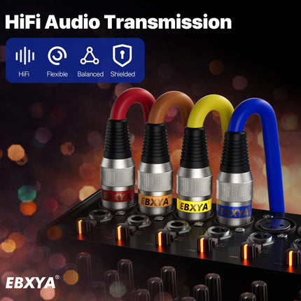 XLR Cable 15ft 4 Pack - 3 Pin Balanced Male to Female Mic Cable