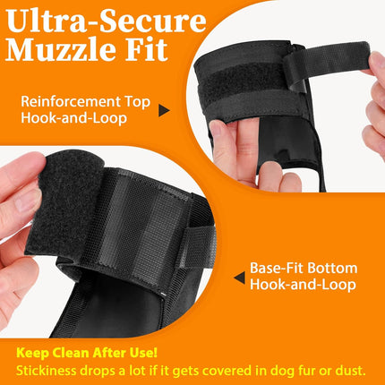 Mayerzon Dog Muzzle for Large Medium Small Dogs, Adjustable Fit, Soft & Sturdy Fabric, Prevents Fierce Barking Biting Chewing, Ideal for Grooming Walking Vet Visits, Allows to Pant Drink (Black, L)