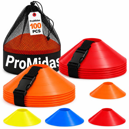 Disc Soccer Cones for Training Kids - 25/50/100/200 Small Plastic Cones for Sports Training - Flexible Conos for Soccer Practice Equipment, Basketball & Football Drills Equipment