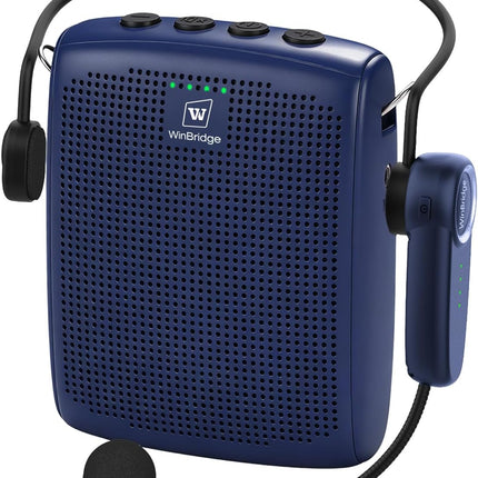 WinBridge Wireless Voice Amplifier - 15W Bluetooth PA System for Teaching, Tour Guiding, Business Meetings, Conference Training, 12-15H Battery, Portable Microphone with Speaker Sound System Blue