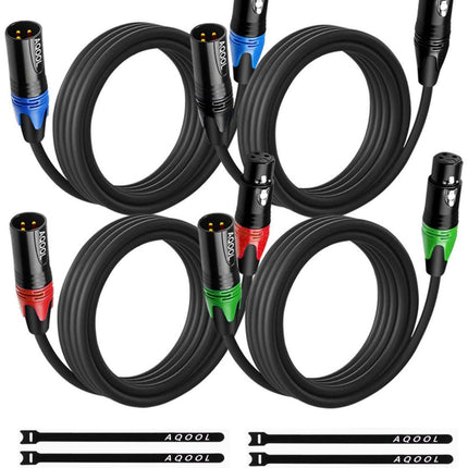 XLR Cables 25ft 4 Pack, Balanced Microphone Cable Gold-Plated 3 Pin