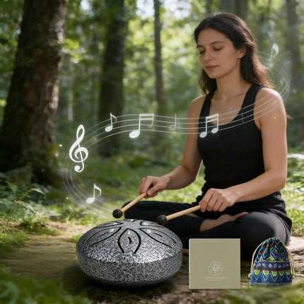 3 Inch Steel Tongue Drum – 6-Note Mini Chakra Drum with Bag, Mallets & Sheet Music – Portable Handpan Percussion for Meditation, Yoga, Outdoor Garden