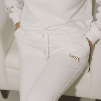 WEAR PHYSIQUE Personalized Bride Groom Gift Set, Matching Sweatshirt and Sweatpants, Honeymoon, Wedding, Bachelorette Party