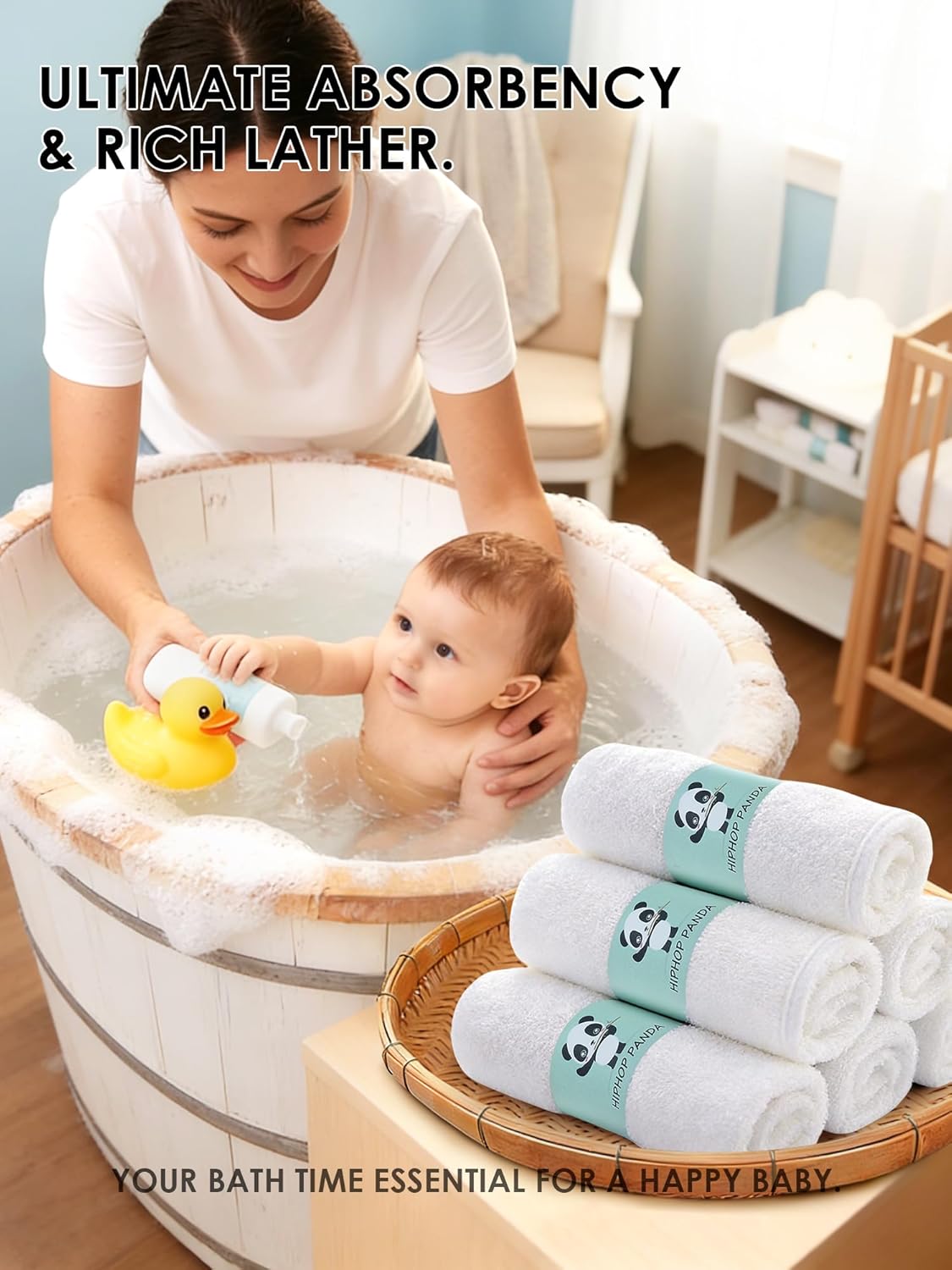 Baby Washcloths, Rayon Made from Bamboo, White 6 Pack - photo 4