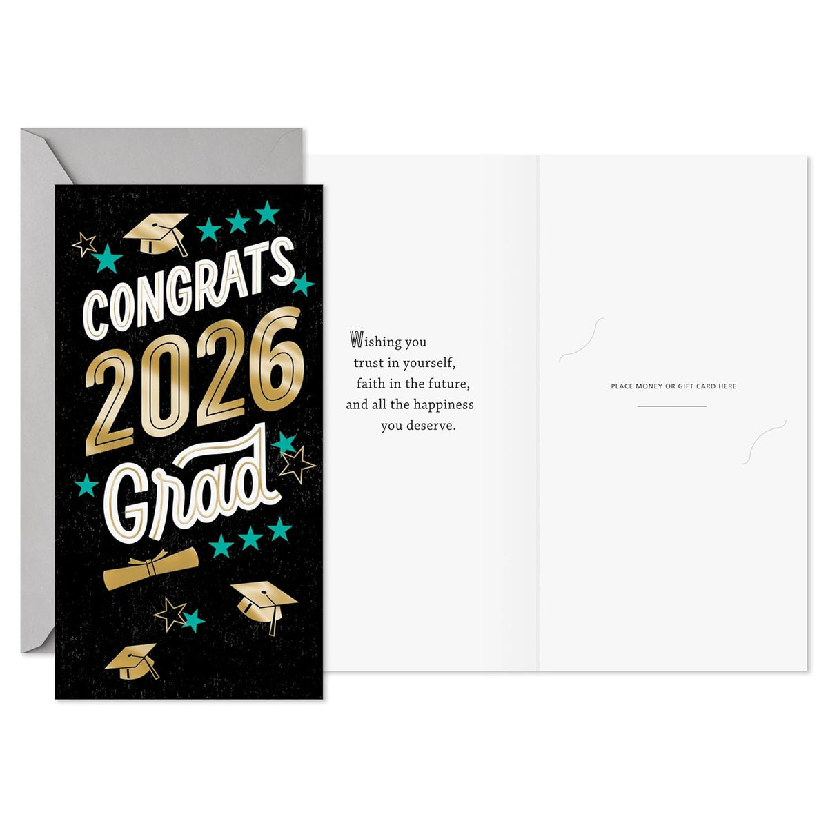 Year-Dated Graduation Money Holder Cards, Congrats 2026 Grad (10 Cards with Envelopes) Black, Blue, Gold - photo 2