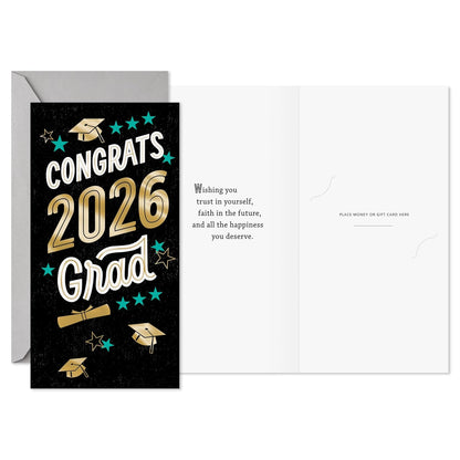 Year-Dated Graduation Money Holder Cards, Congrats 2026 Grad (10 Cards with Envelopes) Black, Blue, Gold - photo 2