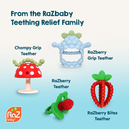 Soft Silicone Infant & Baby 3M+ Teether Toy Massaging Bristles Teething Pacifier - Soothes Sore Gums - Hands-Free & Easy-to-Hold Chompy Teether, BPA Free (RED/Green)