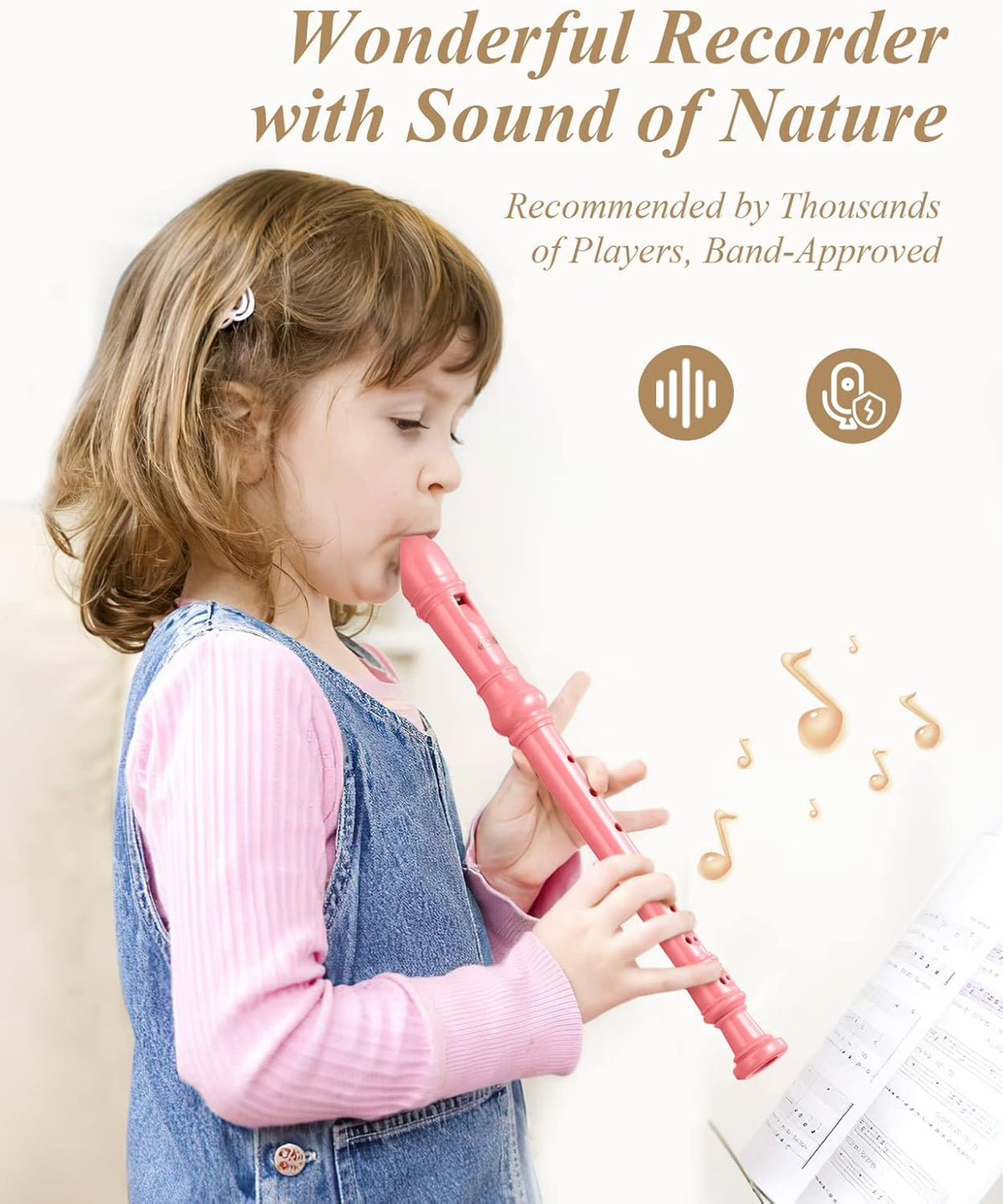 Pink Soprano Recorder for Kids Beginners, German Fingering C Key - photo 2