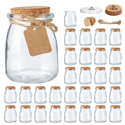 Frascos de vidrio de 7 oz con tapas, mini frascos para yogur de 30 unidades, frascos de botica