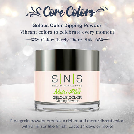 SNS Nail Dip Powder, Gelous Color Dipping Powder - Barely There Pink (Pink, Pastel/Cream, Shimmer) - Long-Lasting Dip Nail Color Lasts 14 Days - Low-Odor & No UV Lamp Required - 1oz