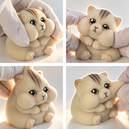 Handmade Taba Squishy Cat Baby Toy - Realistic Silicone Fidget Toy, Ultra-Soft Mochi Sensory Stress Relief, Cute Animal Anxiety Companion (Fat Tabby)