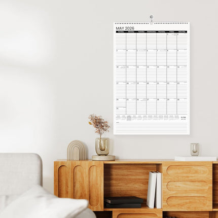 SUNEE 2026 Wall Calendar Large 22.75"x15.5", 21 Month Calendar (Ends June 2027), Vertical Extra Large Monthly Calendar 2026 for Wall, Black