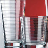 Set of 16 Heavy Base Ribbed Durable Clear Drinking Glass Cups