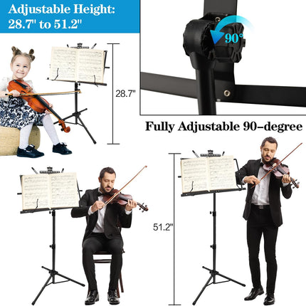 DkOvn 1 Pack Music Stand, with Music Sheet Clip Holder & Carrying Bag