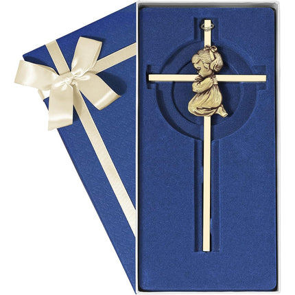 Baby Wall Cross Baptism Gifts for Boys, 7-inch Silver Blessing Boy Baptism Crosses for First Holy Communion Christening and Dedication Baptismal Gifts from Godparents