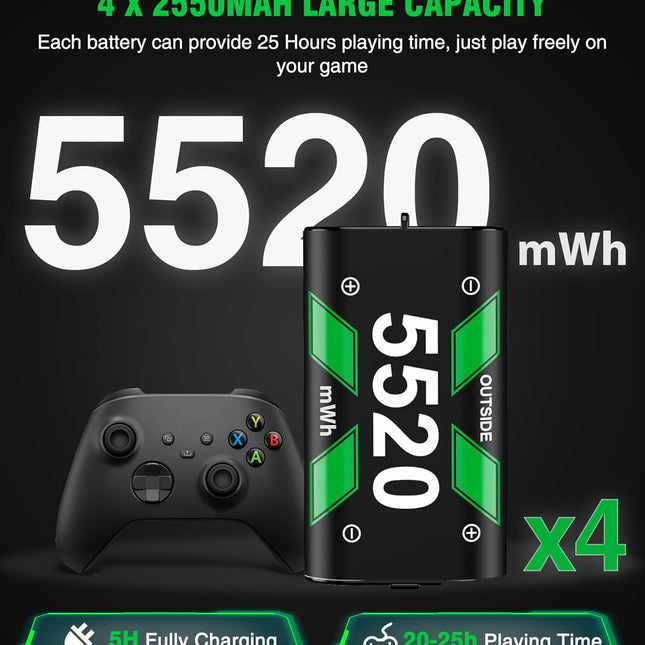 Rechargeable Battery Pack & Charger Station for Xbox Series X