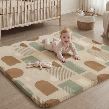 Mat de juego para bebé de 1.3" de grosor, mat para corral de 71x59 con funda desmontable y lavable, alfombra grande para piso, cojín de espuma y base antideslizante para niños, bebés, gris claro