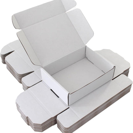 7x5x2 Inch Small Shipping Boxes 50-Pack, White Corrugated Cardboard Mailer Boxes for Mailing & Packaging, Gifts, DIY Crafts, Ecommerce, Small Business