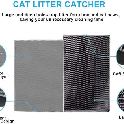 Pieviev Cat Litter Mat Double Layer Waterproof Urine Proof Trapping Mat 1 Pack (Gray, 24x15 Inch (Pack of 1))