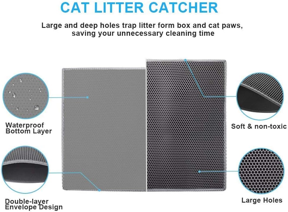 Cat Litter Mat Double Layer Waterproof Urine Proof Trapping Mat 1 Pack (Gray, 24x15 Inch (Pack of 1)) - photo 3