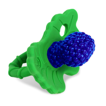 Silicone Teether Pacifier – Teething Relief for Infants, Food-Grade, BPA-Free, Hands-Free, Natural Berrybumps Fruit Texture for Sensory Development, Freezable, 2-Pack - Red & Blue