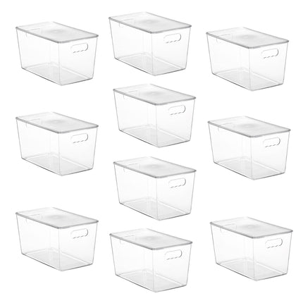6 Pack Clear Stackable Storage Bins with Lids and Handles, Large