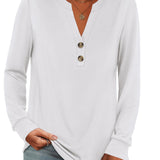 Women’s Fall Shirts Long Sleeve Henley Top Dressy Casual Blouse