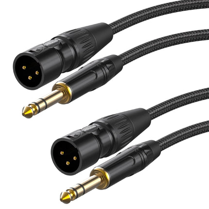 XLR to 1/4, TRS to XLR Male 25ft Gold-Plated Connectors Nylon Braided Cable, Quarter Inch (6.35mm) to Microphone Cable for Speakers, Mixers, Amplifiers - 2Packs
