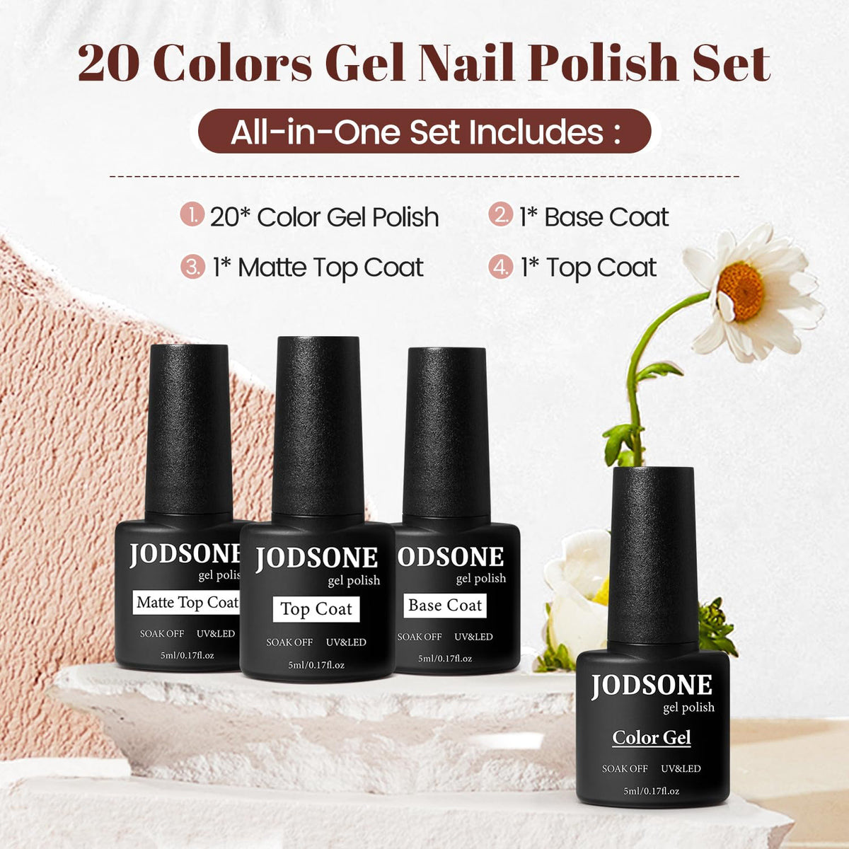 23-Piece Multicolor Gel Nail Polish Set with Base, Glossy & Matte Top Coats - photo 2