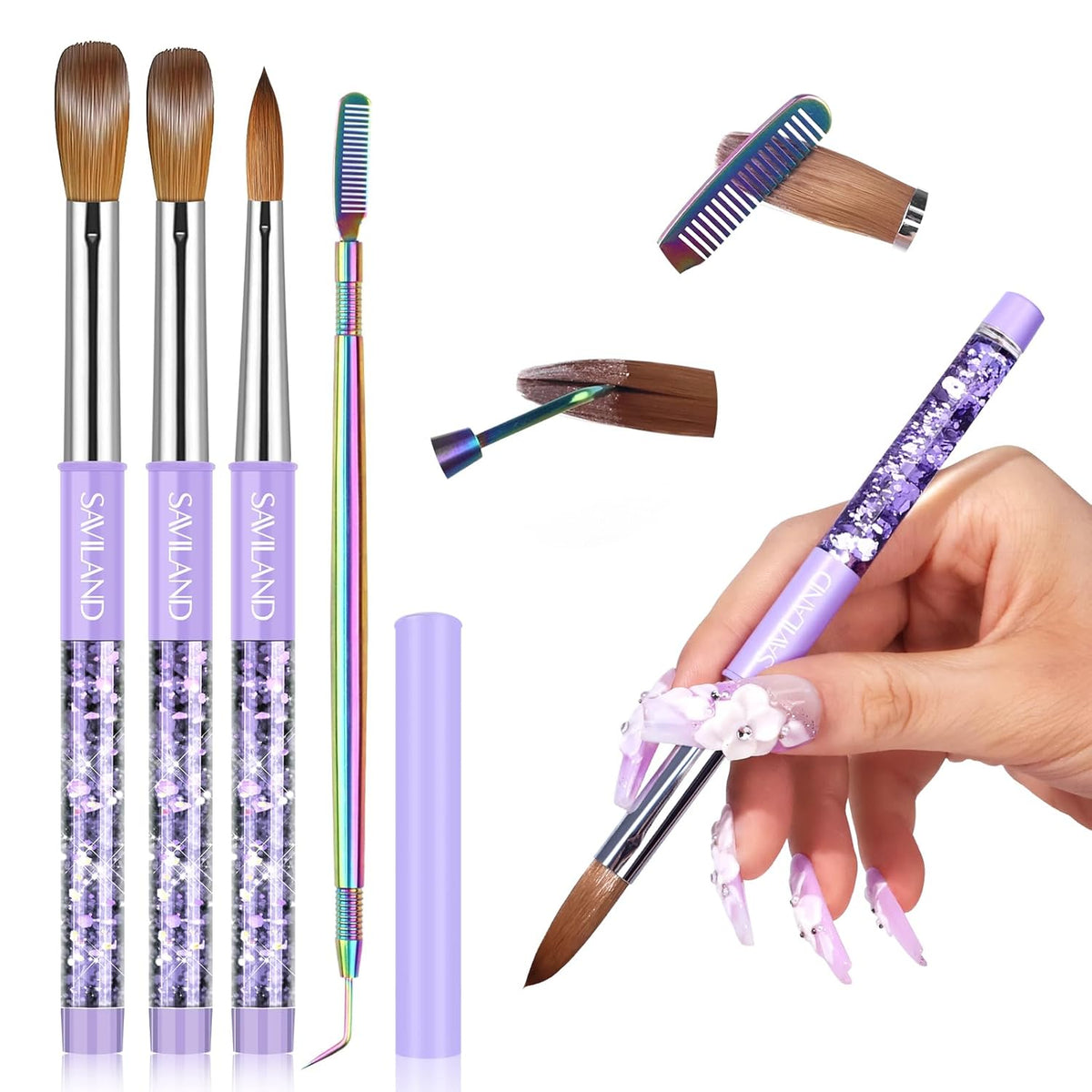 Kolinsky Acrylic Nail Brush Set: Size 6,10,14 Professional Nail