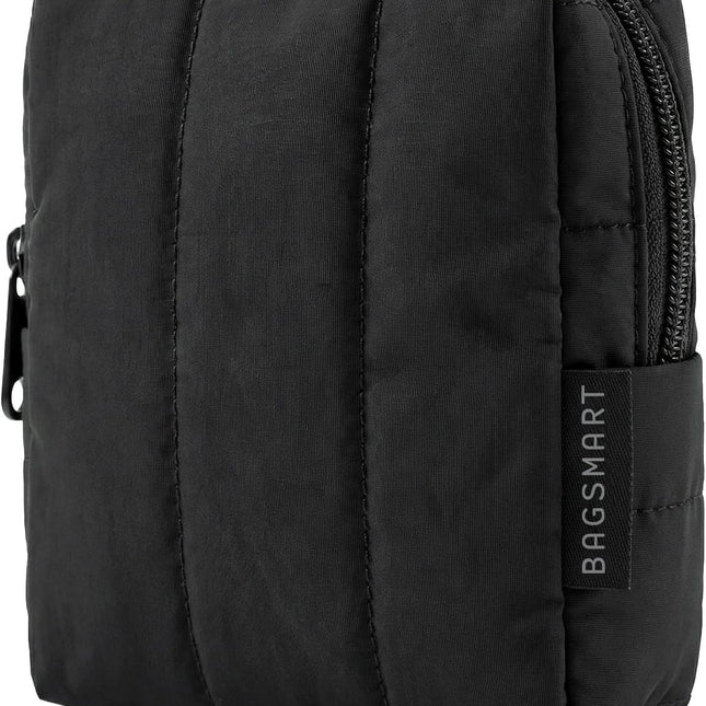 Small Black Travel Makeup Bag with Slip-In Pocket