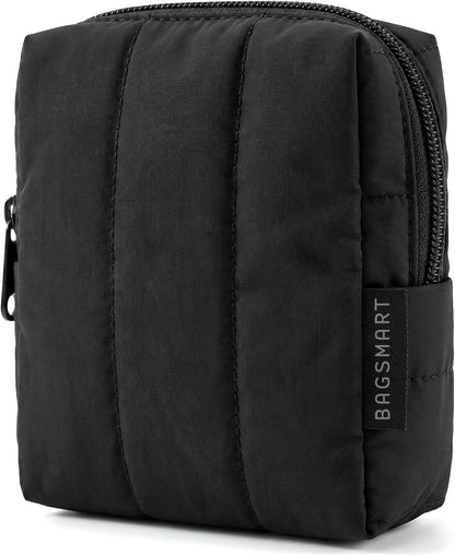 Small Black Travel Makeup Bag with Slip-In Pocket