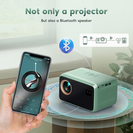 Projector with Wifi and Bluetooth, Native 1080P Portable Mini Projector 4K Support, Electric Focus & Auto Keystone Projector for Bedroom/Home/Outdoor, Compatible with Smartphone/HDMI/USB/TV Stick