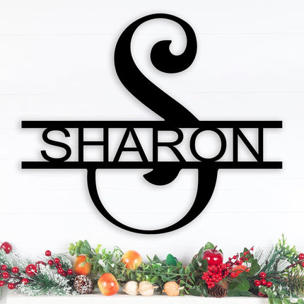 Personalized Metal Monogram Sign, Split Letter Monogram Wall Art Decor, Personalized Metal Name Signs, Custom Family Last Name Decor for Outdoor Indoor, Customized Wedding Gift, Housewarming Gift