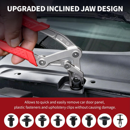 Car Clip Pliers, Auto Fastener Clip Removal Pliers, Panel Clip Removal Tool with 2Pcs Stainless Steel Fastener Remover for Removing Automotive Plastic Clips Trim Bumpers