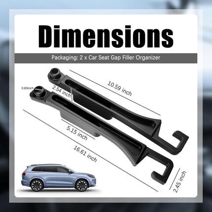 2PCS 2026 New Car Seat Gap Filler Organizer,in Between Car Seat Catcher with Phone Holder & Sunglass Holder & Cars Hook,Universal Cars Gap Seats Filler to Avoid Items Falling