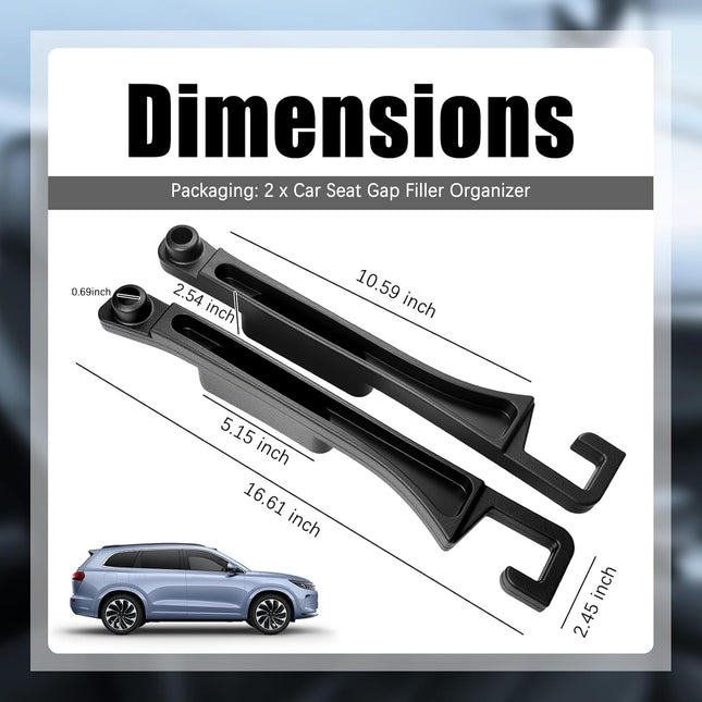 2-Piece Black Car Seat Gap Filler Organizer