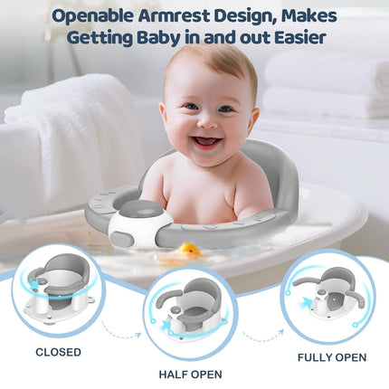Baby Bath Seat for Babies 6 Months & Up - Baby Bath Seats for Babies Sitting Up | Non-Slip Baby Bath Chair with Cushion & Suction Cup | Toddler Bath Seat Newborn Infants Baby Bathtub Seat (Grey)