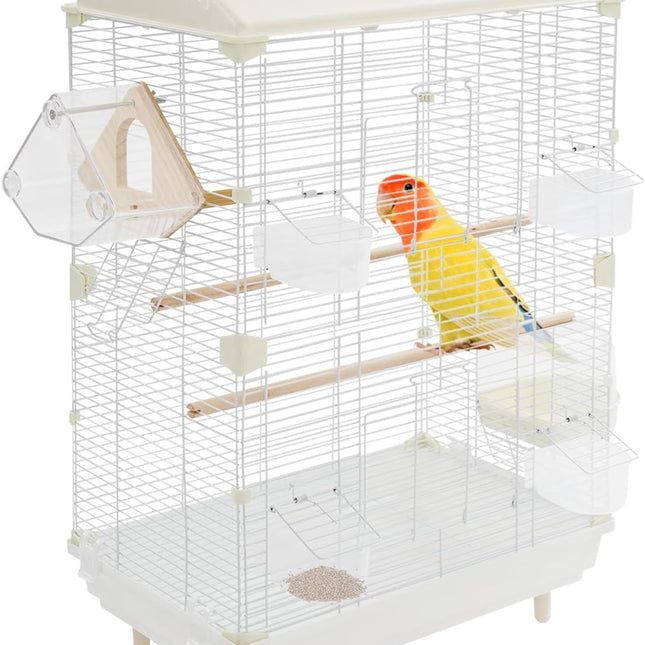 Two-Tier Bird Cage, 18.5 x 11.81 x 30.31 in, Double Doors, White