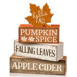 4 Pcs Thanksgiving Table Decor Wooden Stacked Maple Leaf Fall Decor