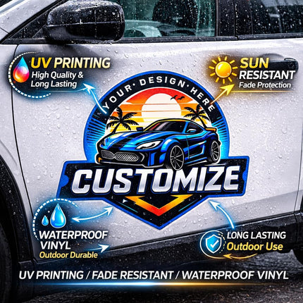 Personalized Car Decal Sticker Custom Your Vinyl Vehicle Door Decal for Car Truck SUV Pickup Van Window Waterproof Outdoor Durable