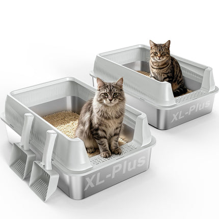 Stainless Steel Litter Box with Lid, High Sided Metal Litter Boxes