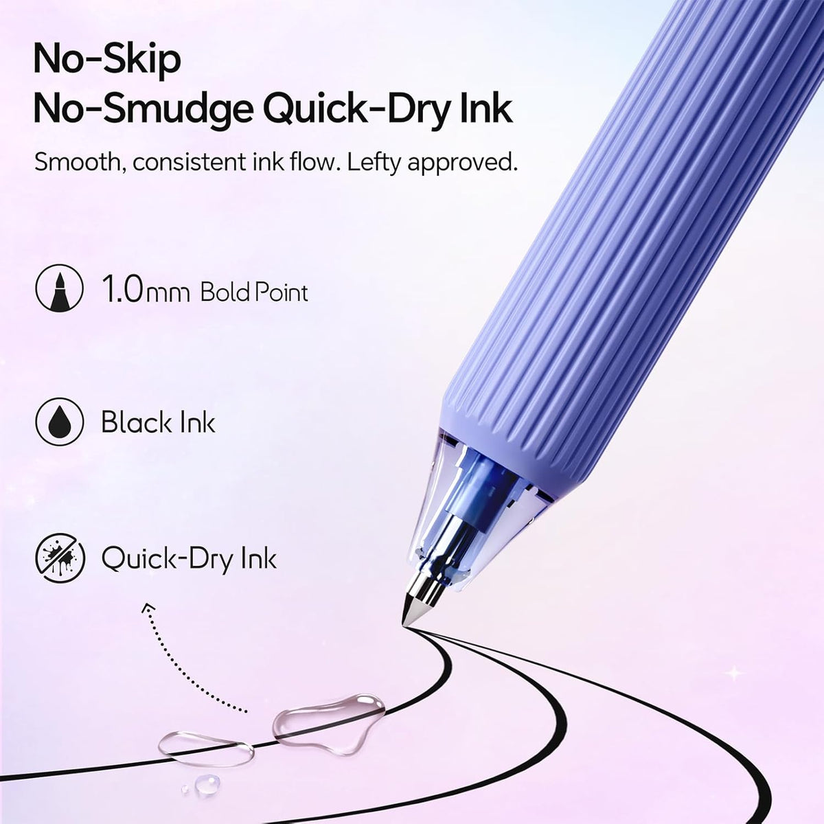 Gel Pens Bold Point: 1.0mm Black Ink Retractable 4ct Smooth Writing with Aesthetic Gradient Color Barrel - photo 2
