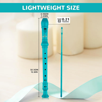 Soprano Recorder 8-Hole Instrument for Kids Beginners, Baroque Style C Key Kids Flute with Cleaning Rod & Case Bag for School Education Home Entertainment - Deep Green